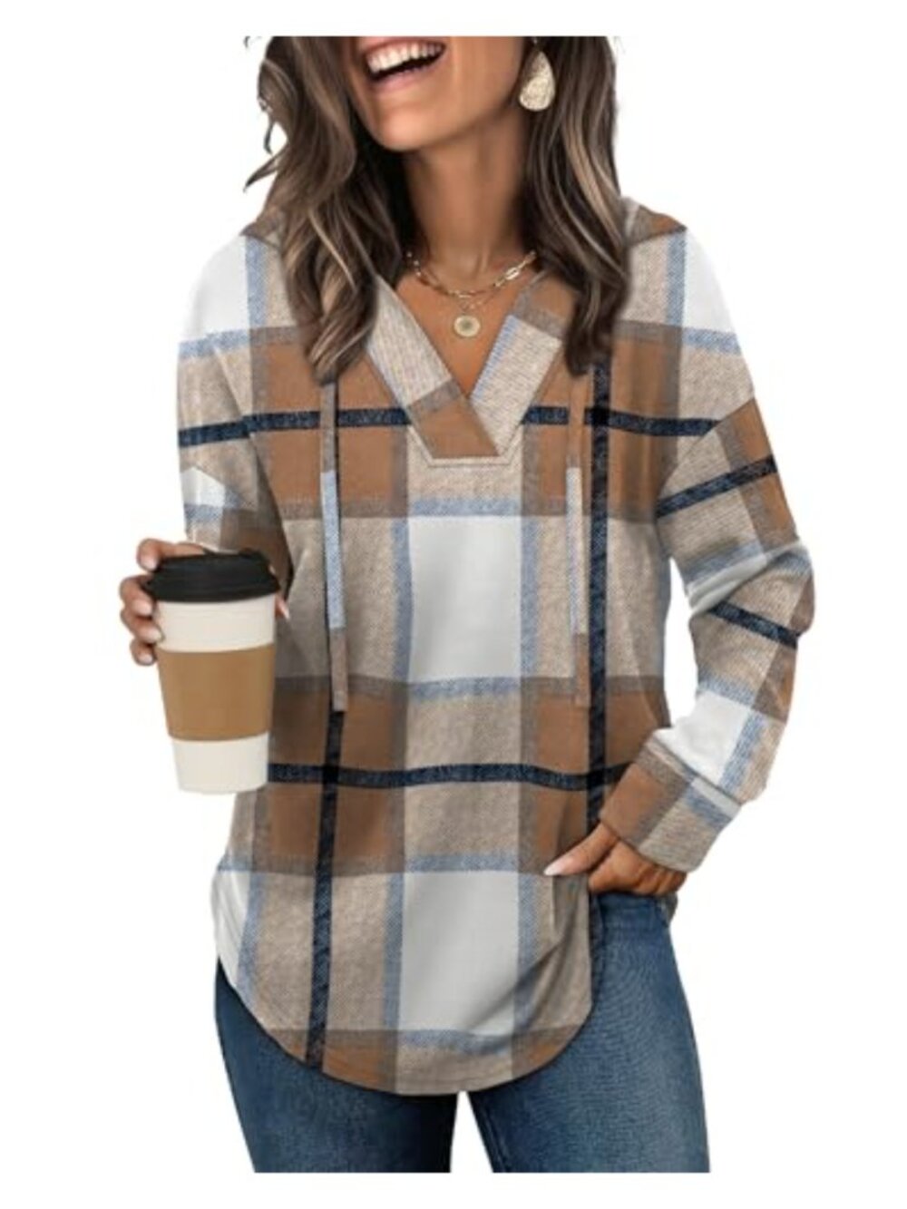 Women Oversized V Neck Hoodie Sweatshirt Polyester Spandex Pullover Fall Casual
